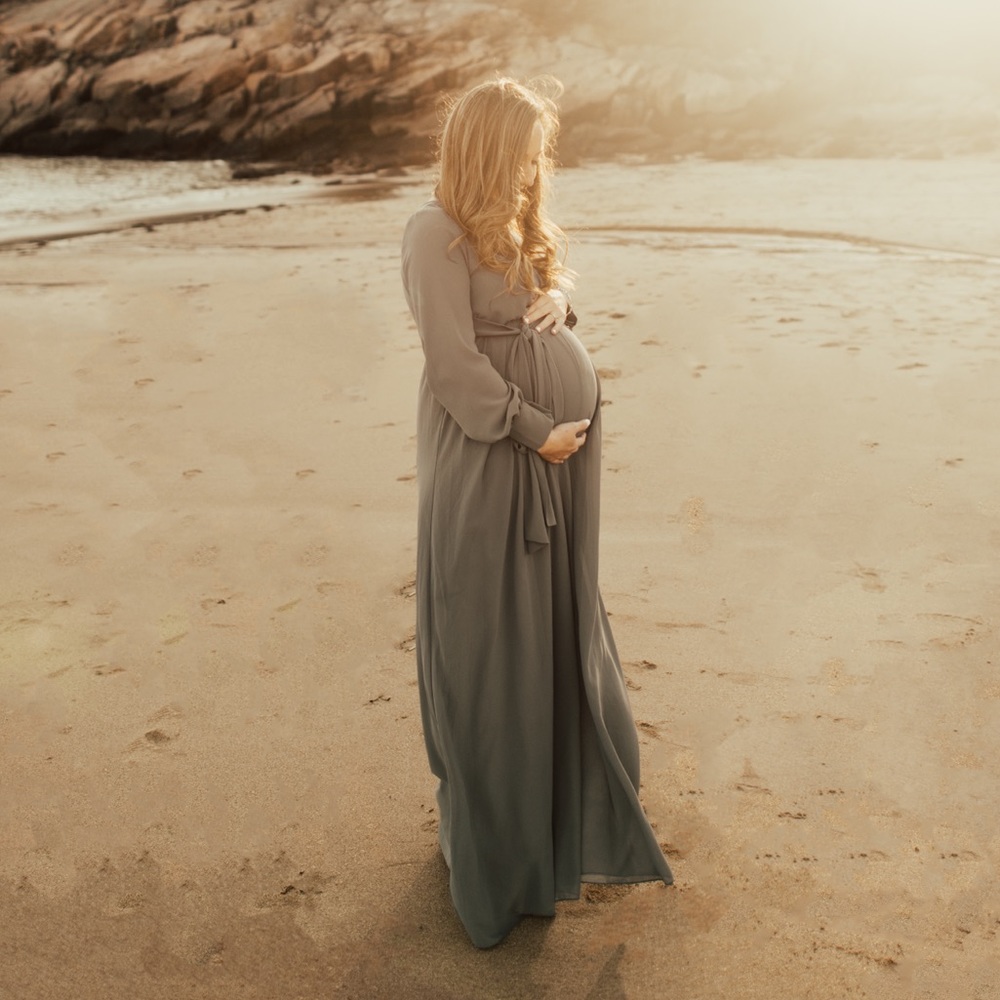 Light blue maternity maxi dress